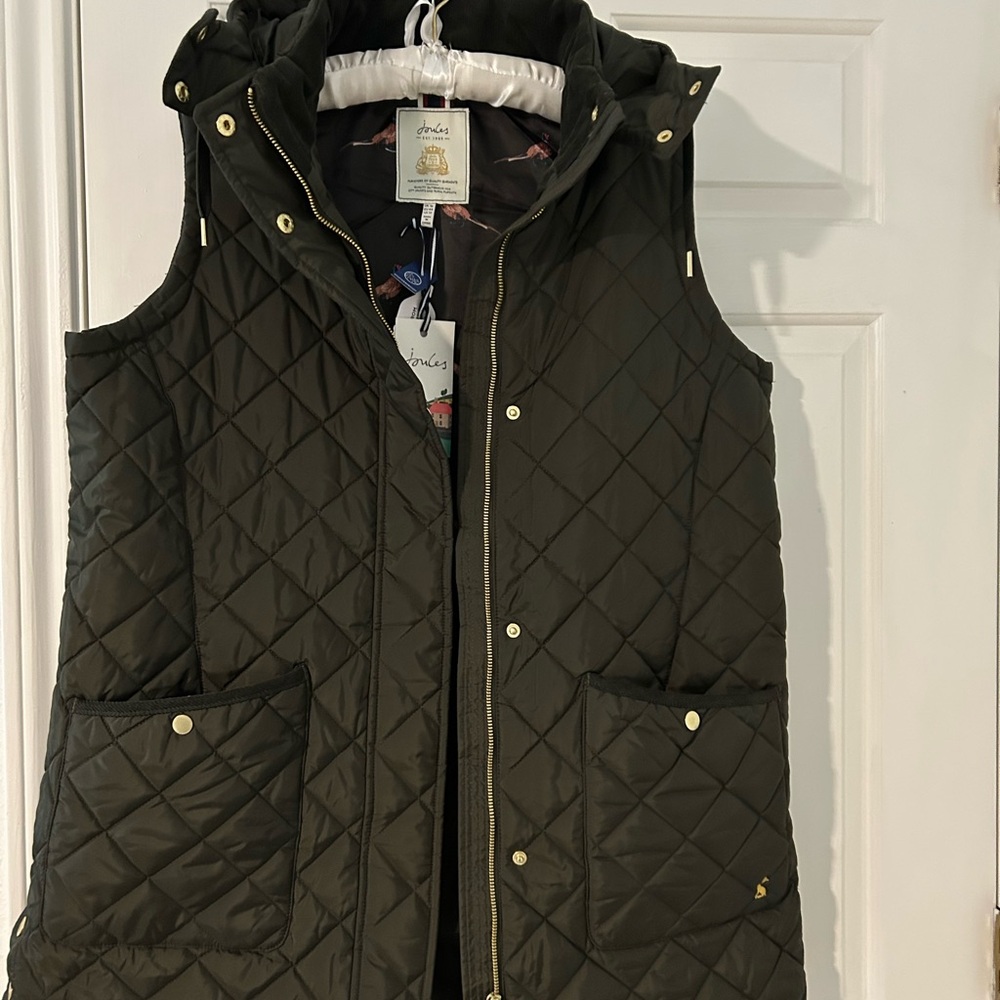 Joules English Quilted Vest in Dark Green